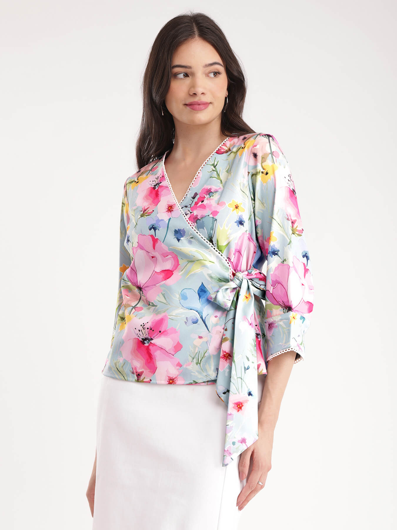 Floral Wrap Top - Multicolour