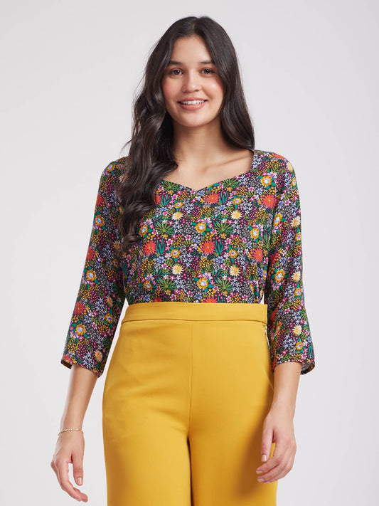 Sweetheart Neck Top - Black