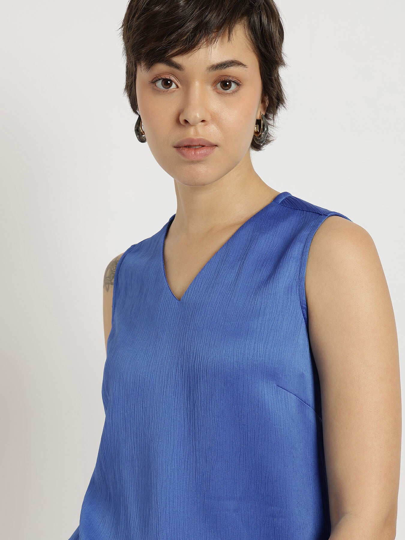 Satin Textured Top - Blue