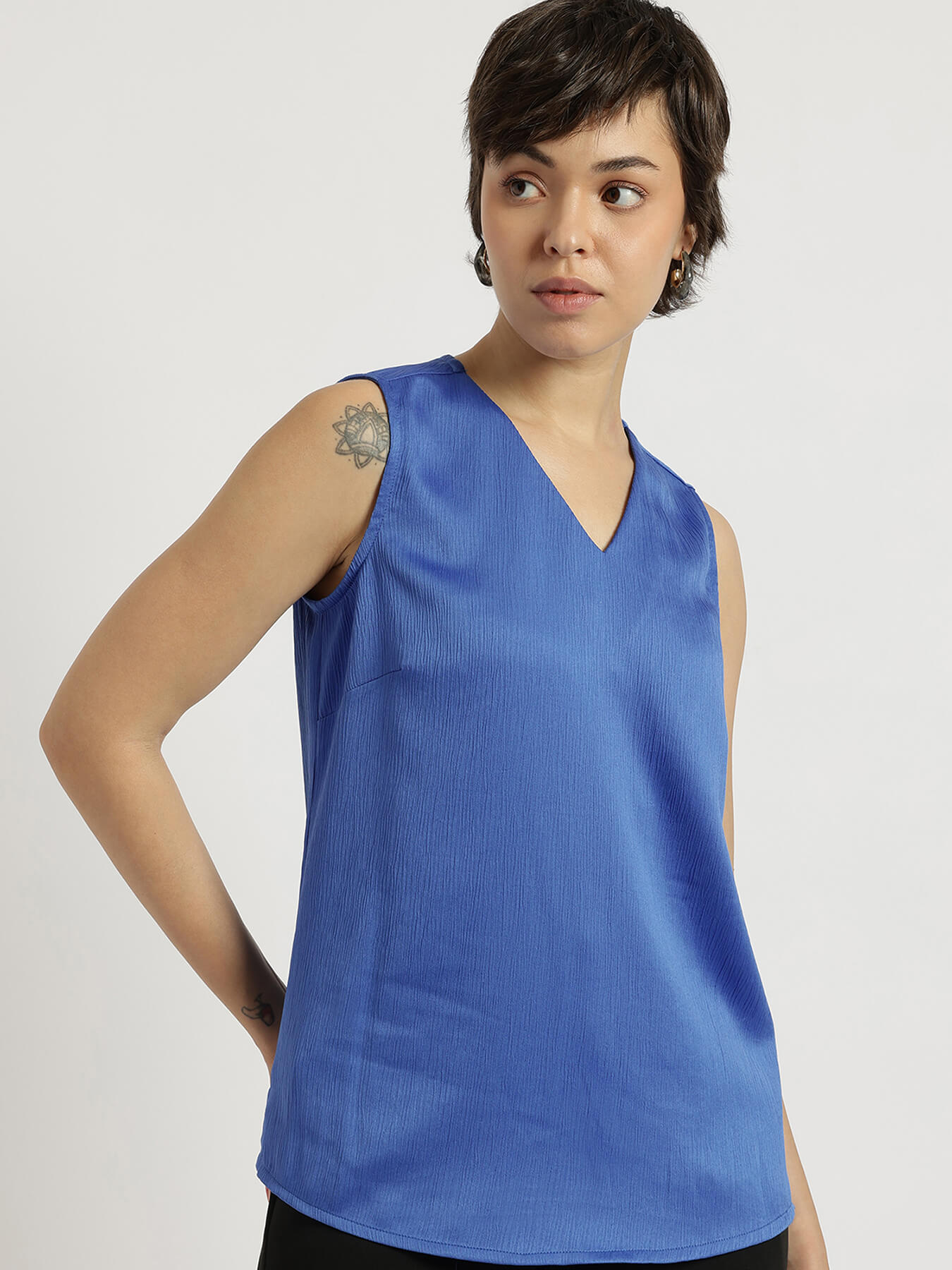 Satin Textured Top - Blue