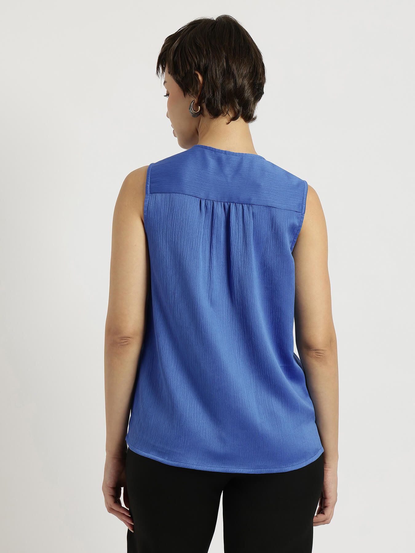 Satin Textured Top - Blue