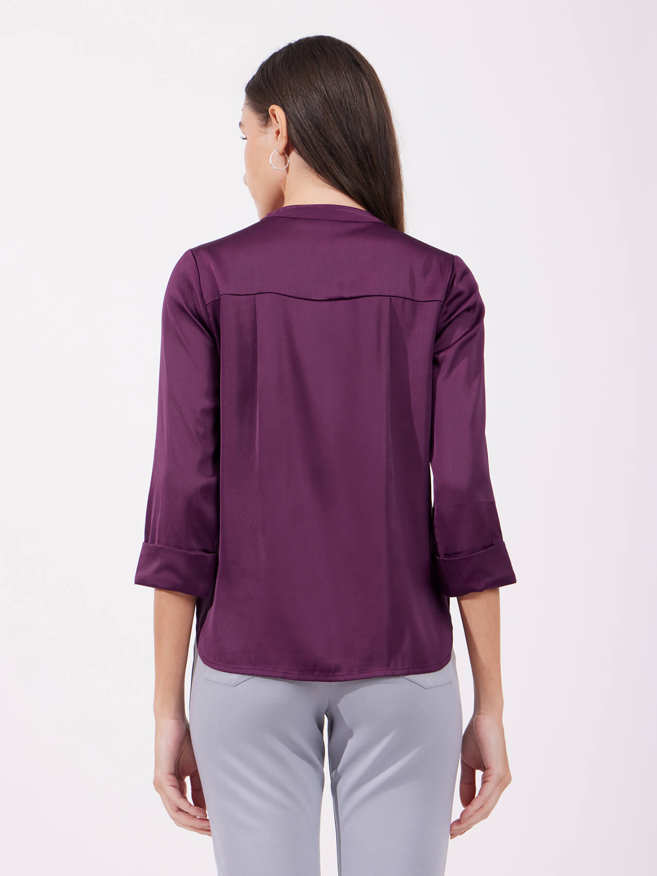 Satin Pleated Top - Burgandy