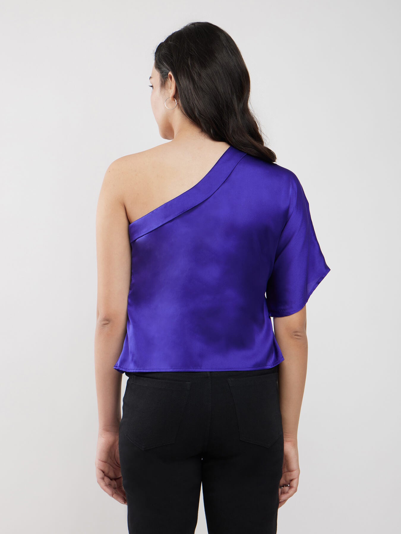 Satin Kimono Sleeves Top - Royal Blue