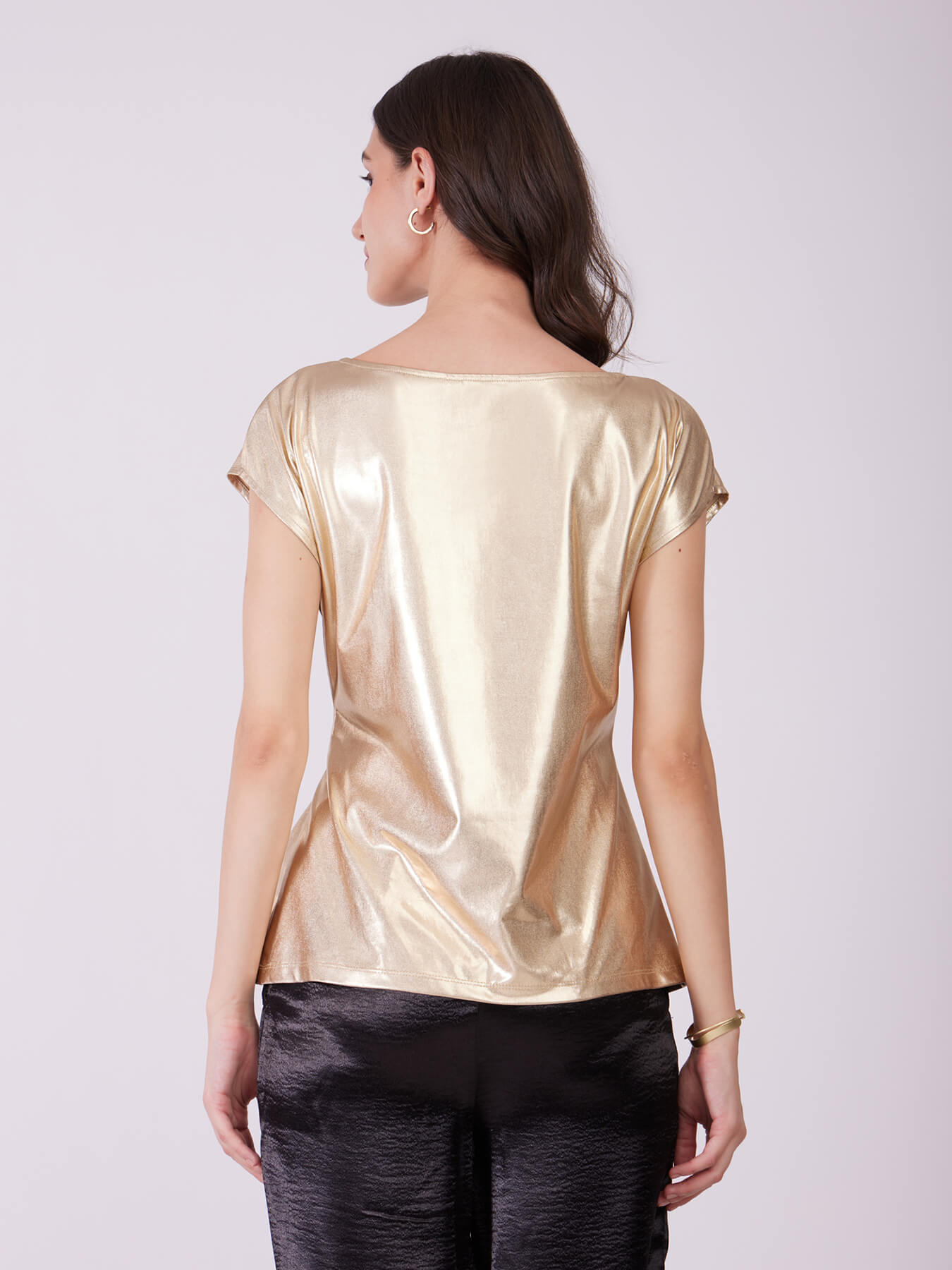 Foiled Knitted Top - Gold