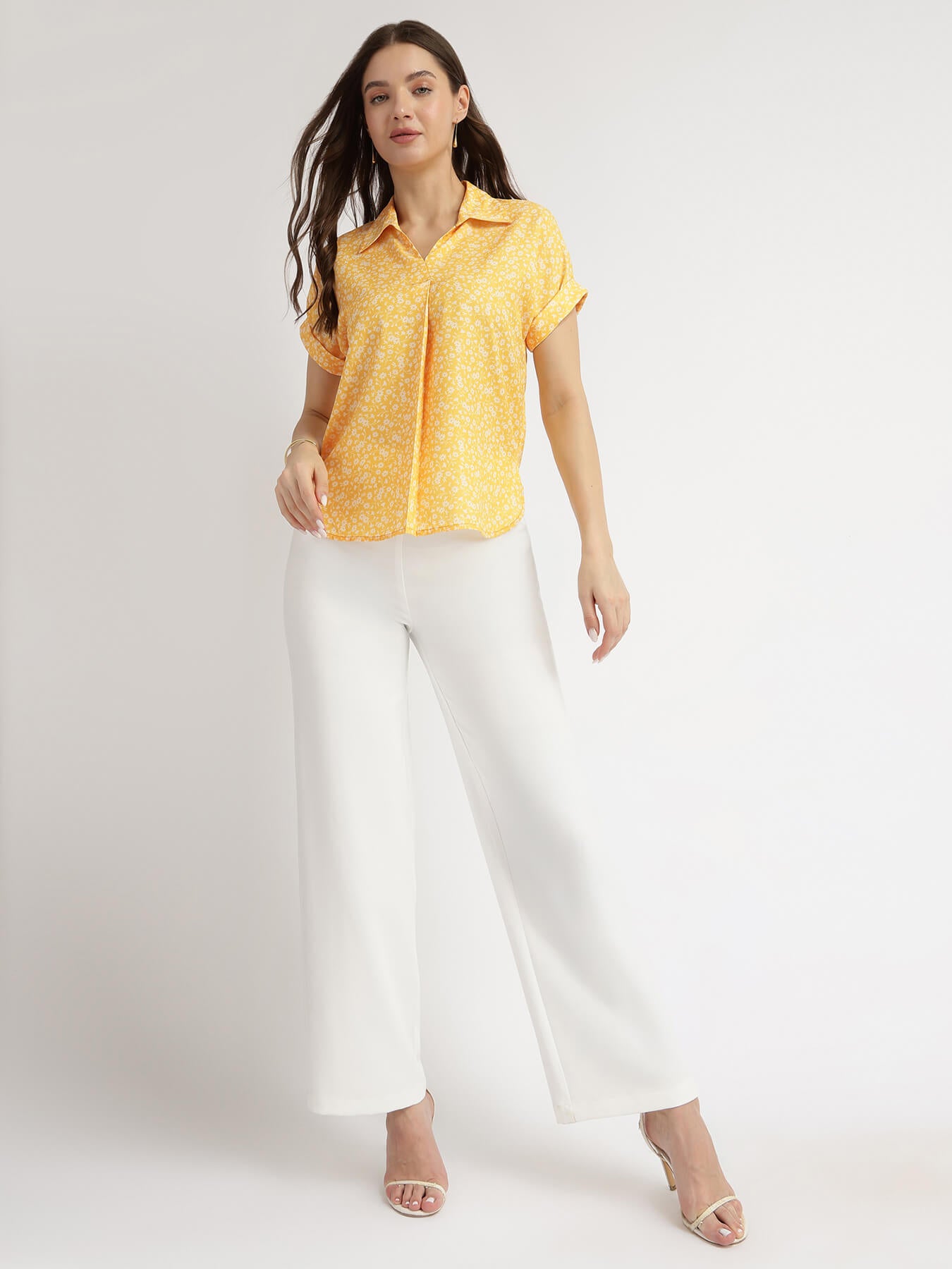 Floral Drop Shoulder Top - Yellow