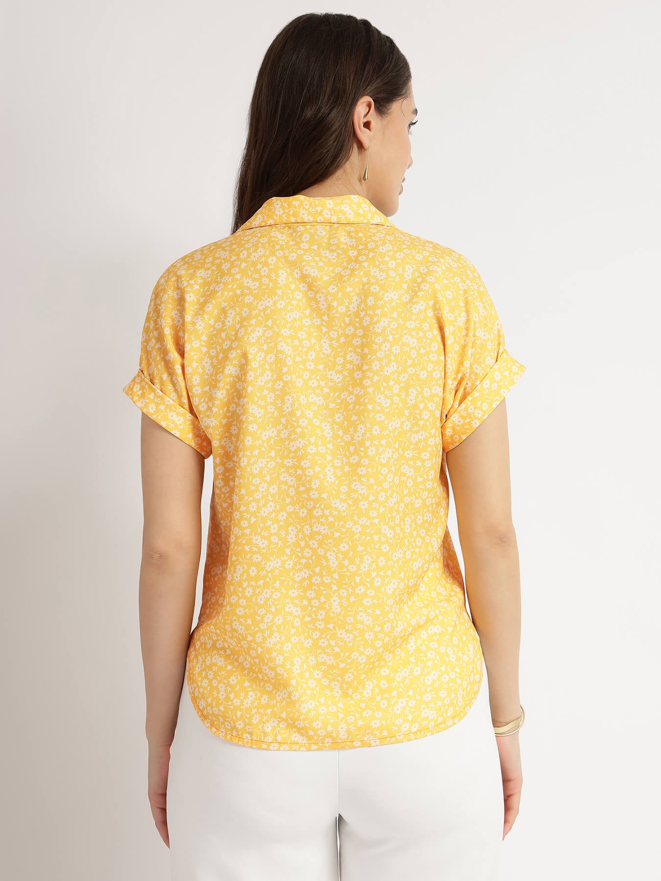 Floral Drop Shoulder Top - Yellow