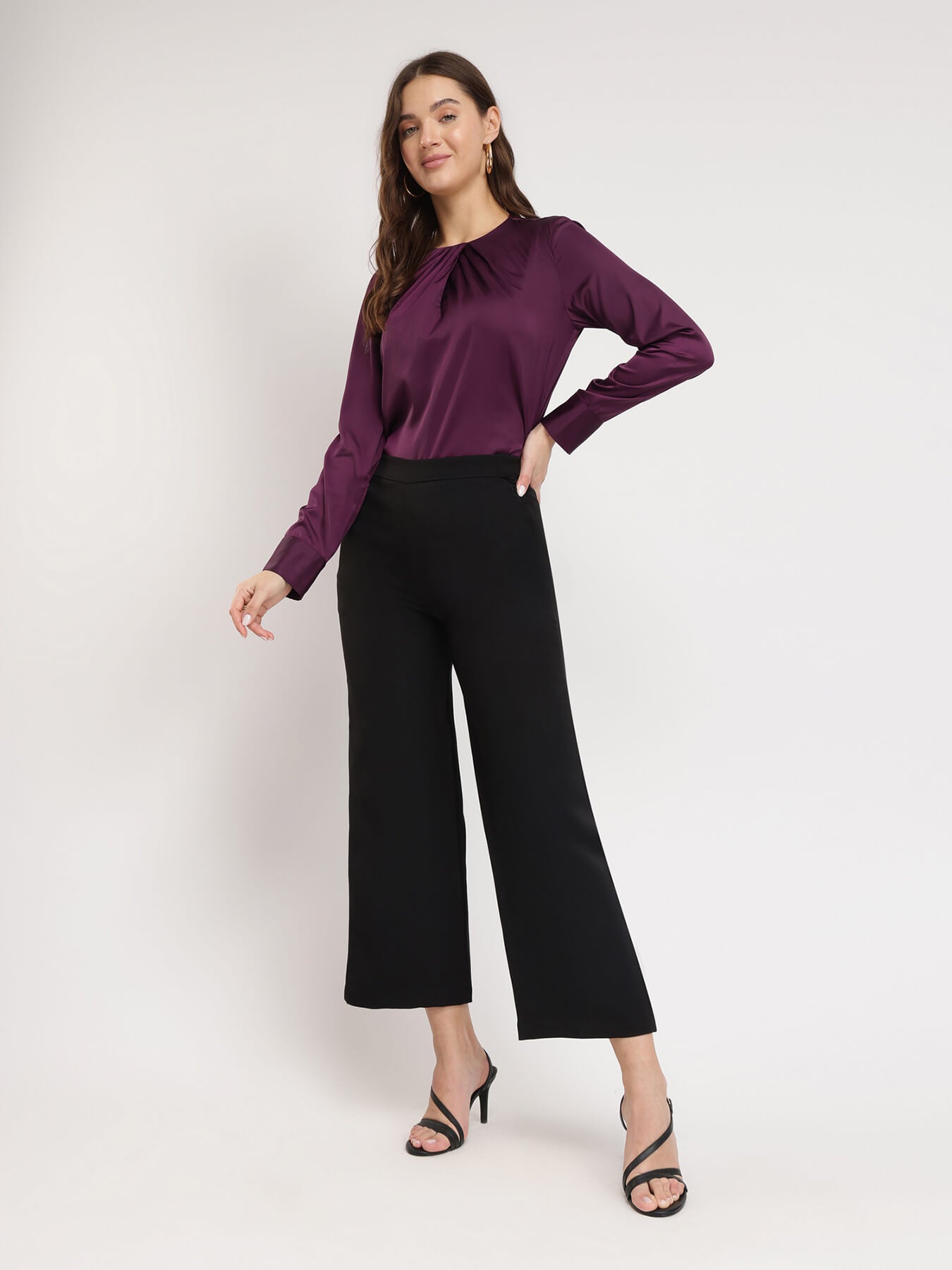 Satin Gathered Top - Plum