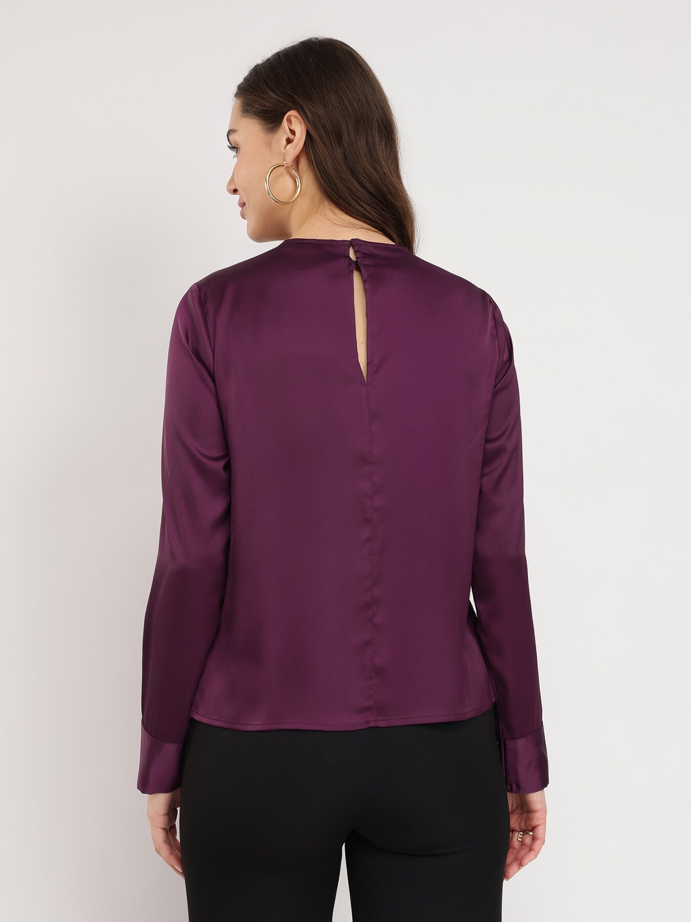Satin Gathered Top - Plum