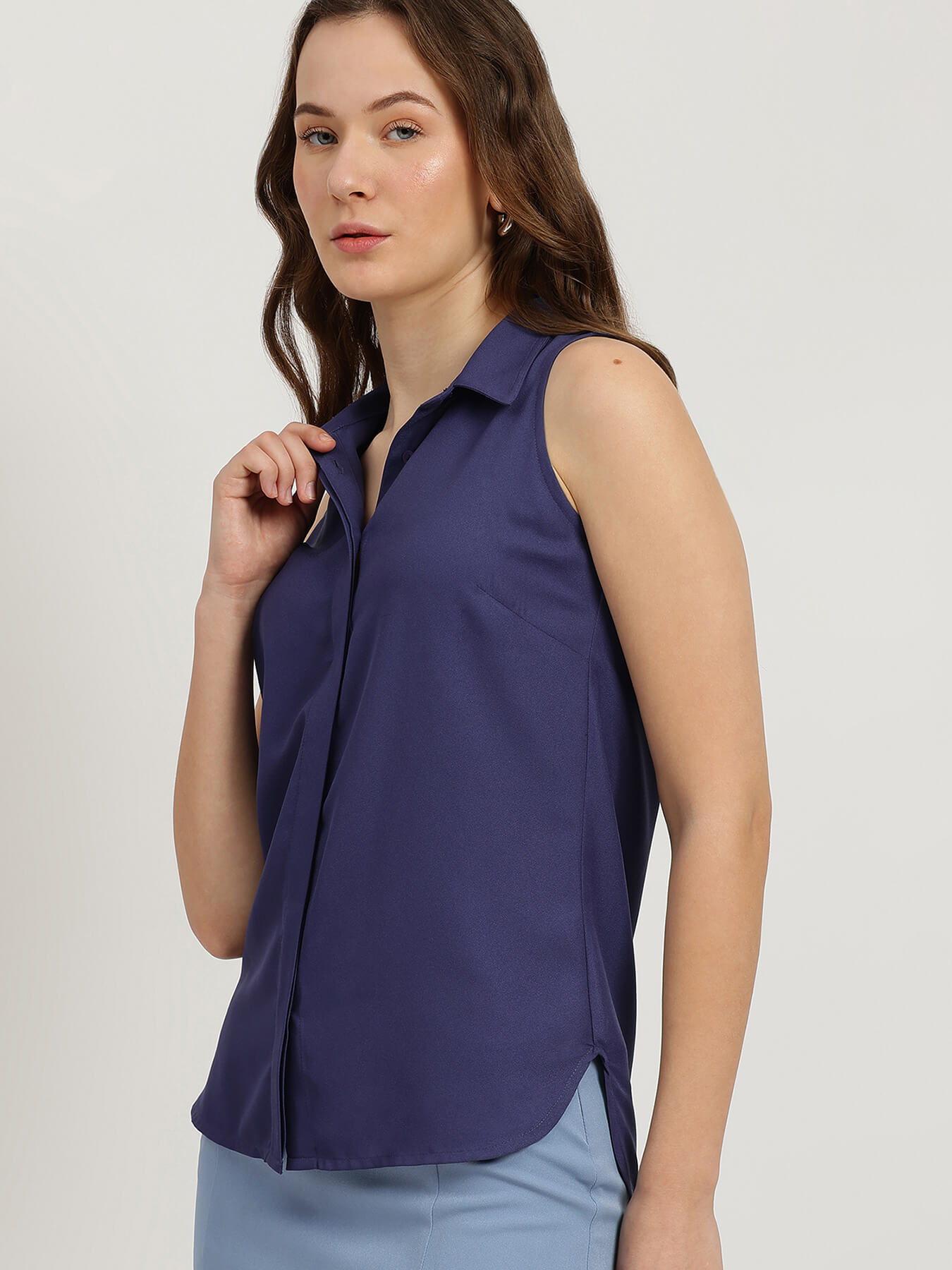 Buttondown Top - Peacock Blue