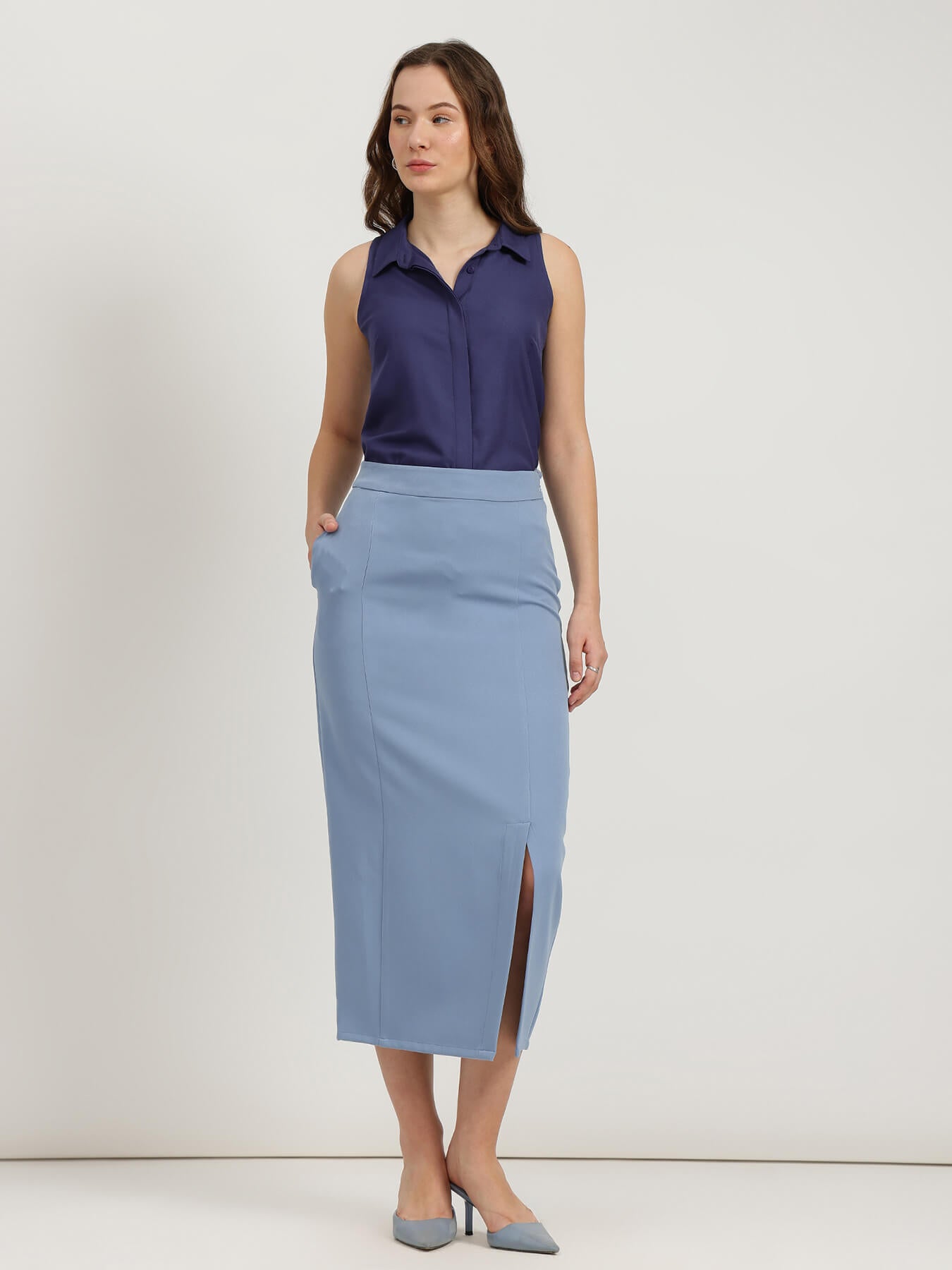 Buttondown Top - Peacock Blue