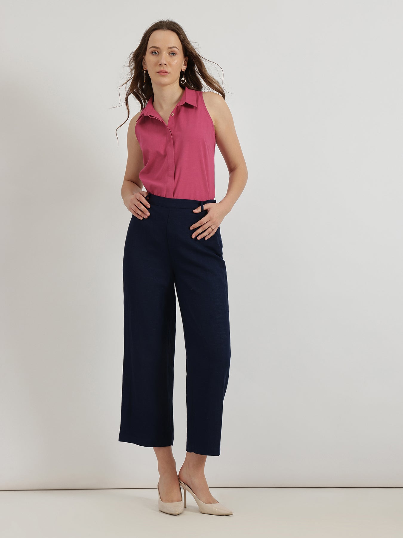 Button Down Top - Fuchsia