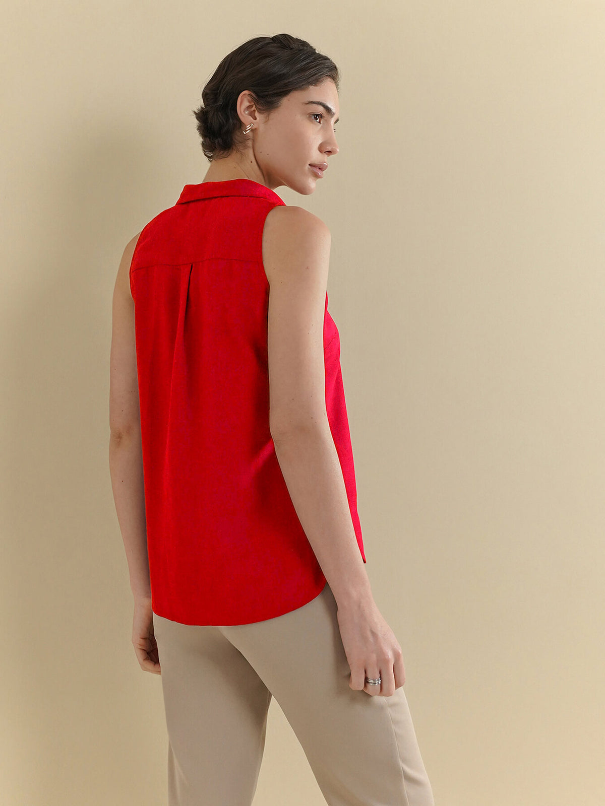Shirt Collar Top - Red