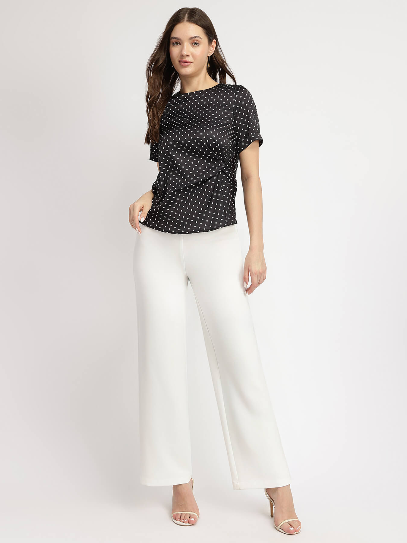 Satin Polka Dot Top - Black