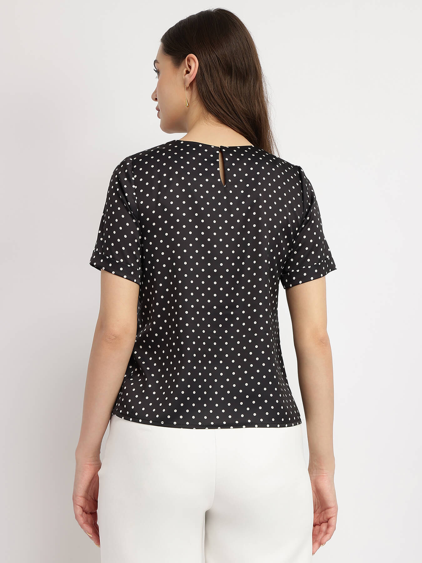 Satin Polka Dot Top - Black