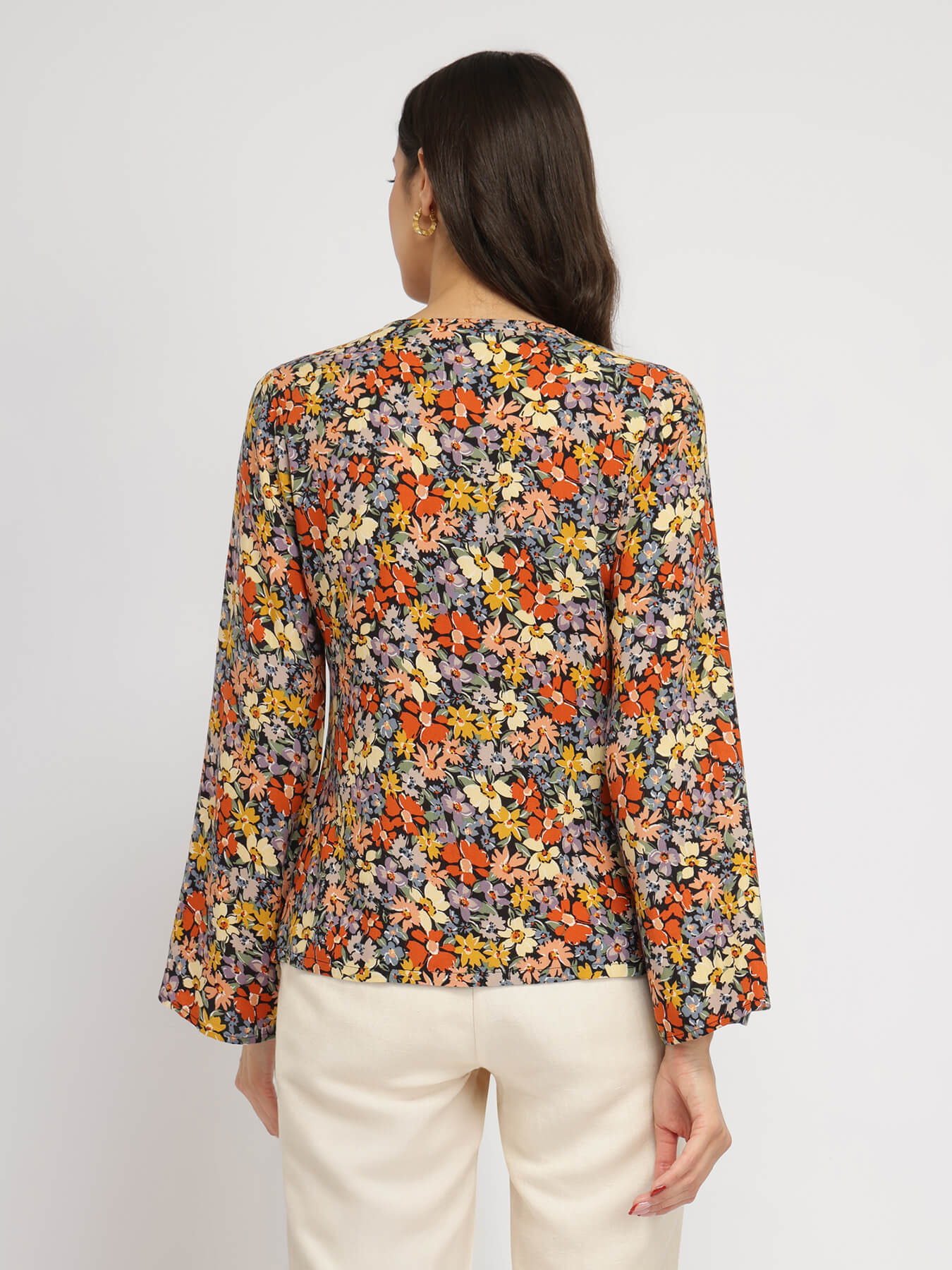 Bell Sleeves Floral Top - Multicolour