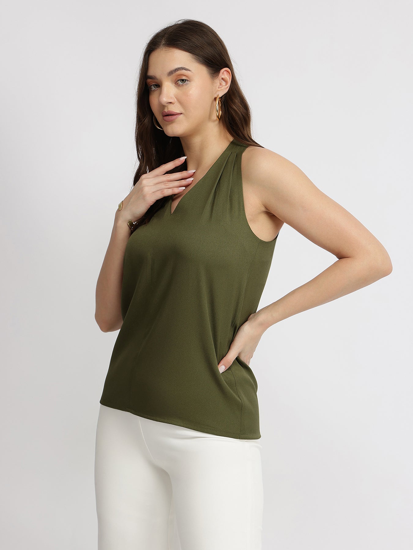 Halter Neck Top - Olive