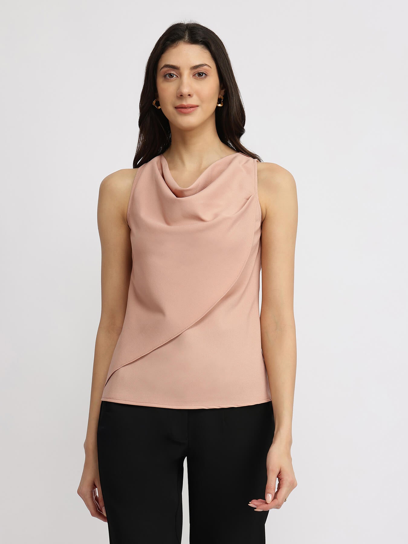 Cowl Neck Top - Nude Pink