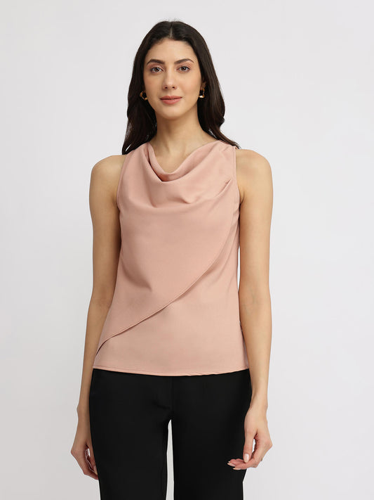Cowl Neck Top - Nude Pink