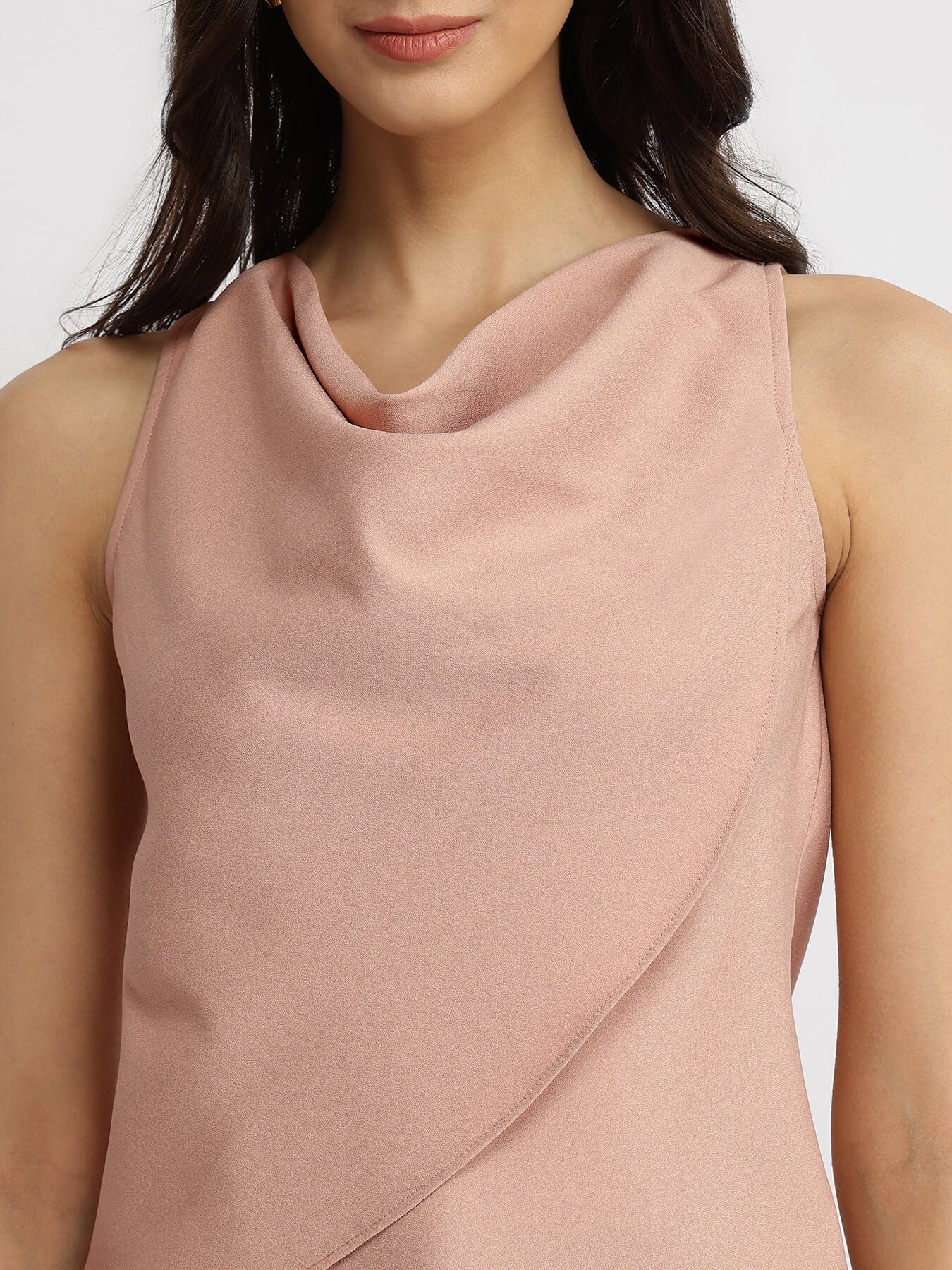 Cowl Neck Top - Nude Pink