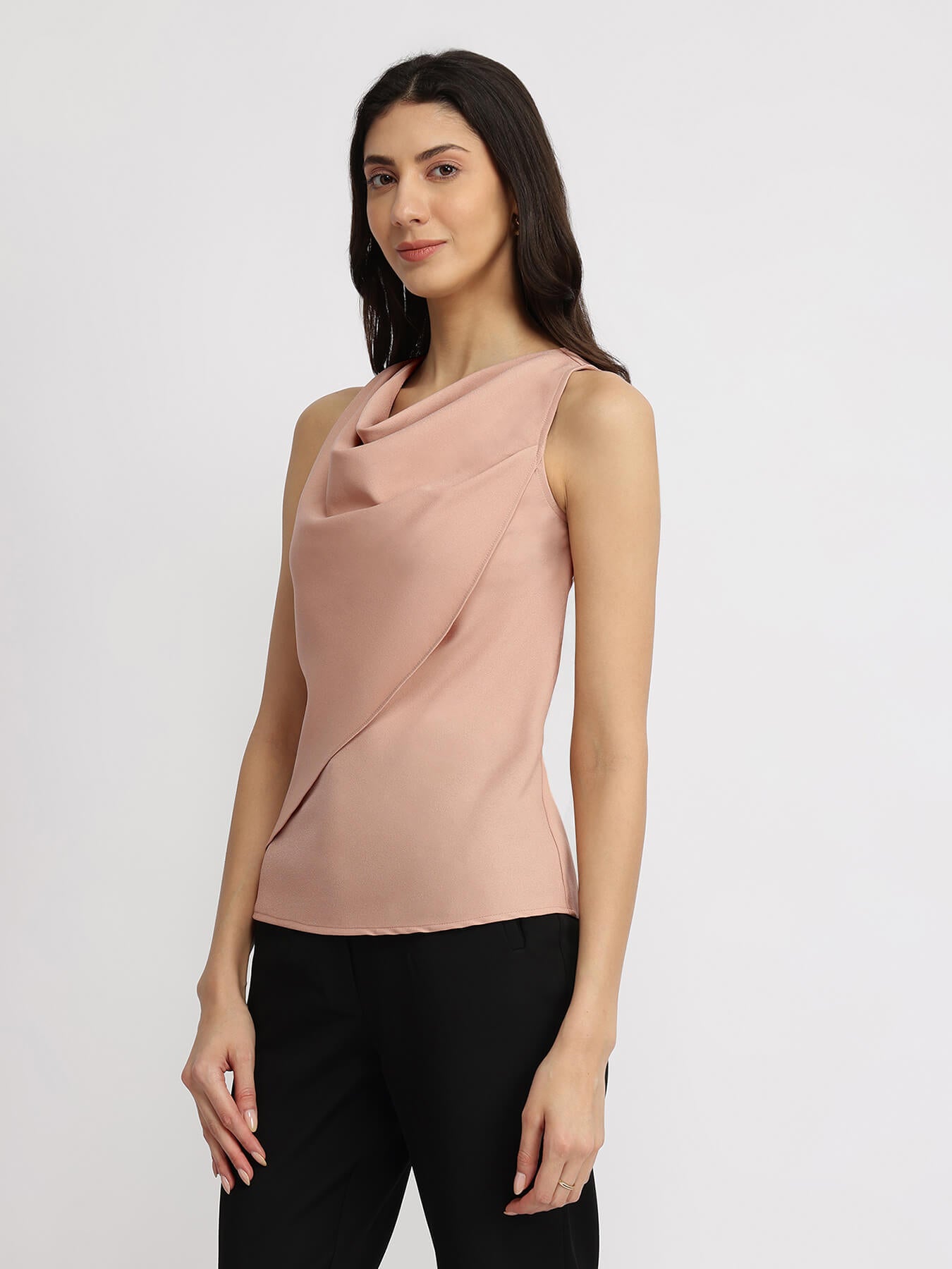 Cowl Neck Top - Nude Pink