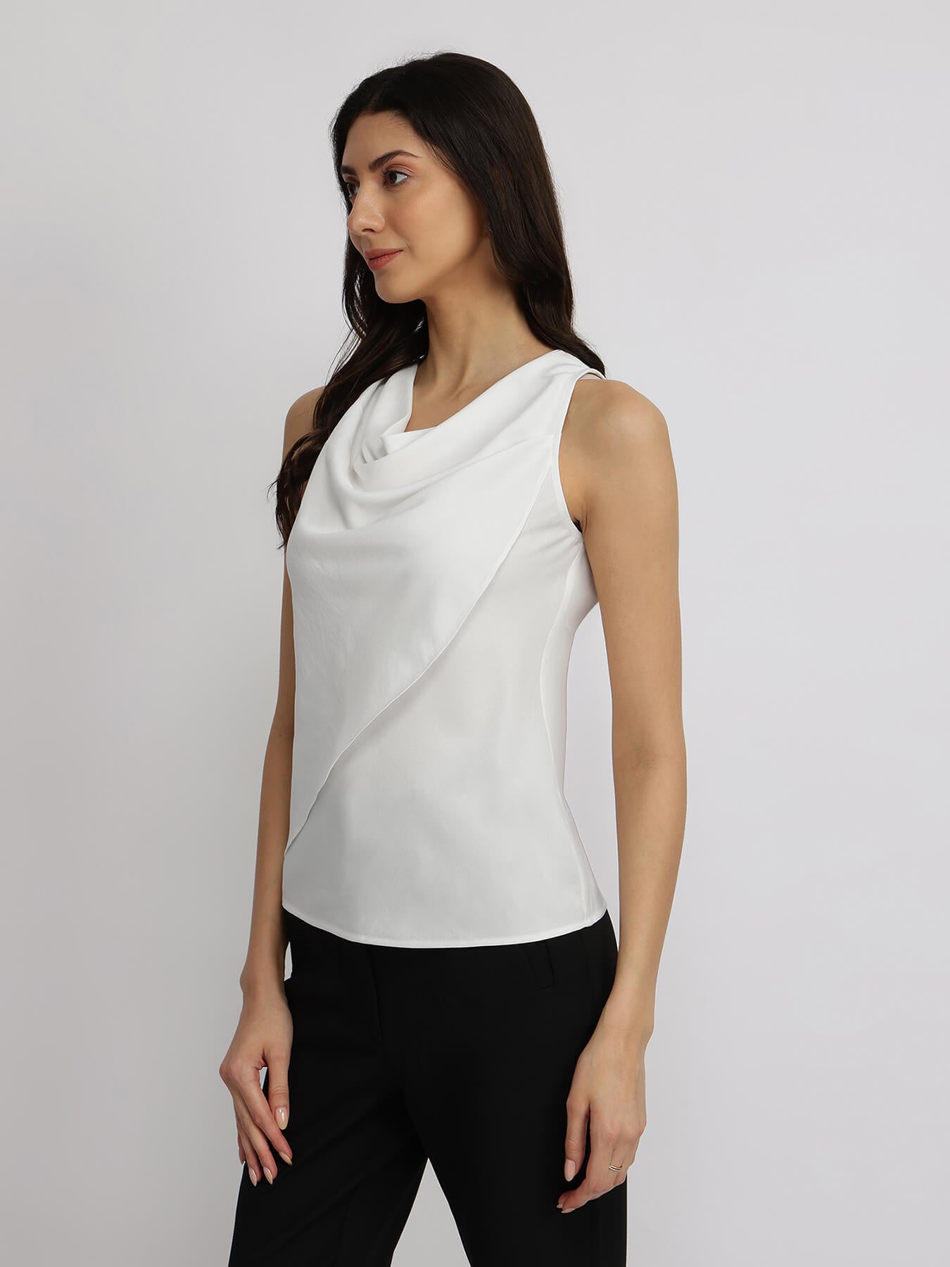 Cowl Neck Top - White