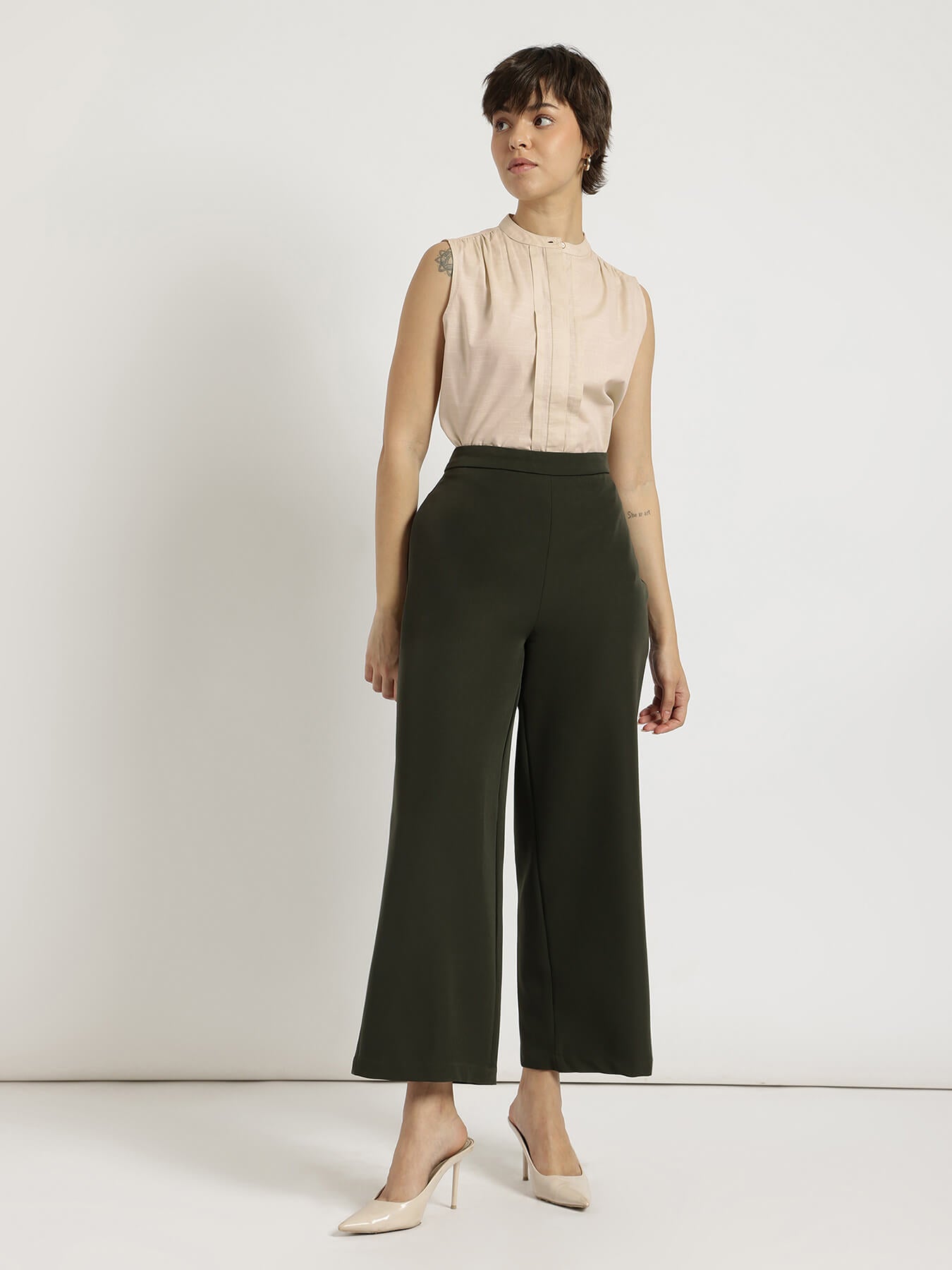 Cotton Mandarin Collar Top - White
