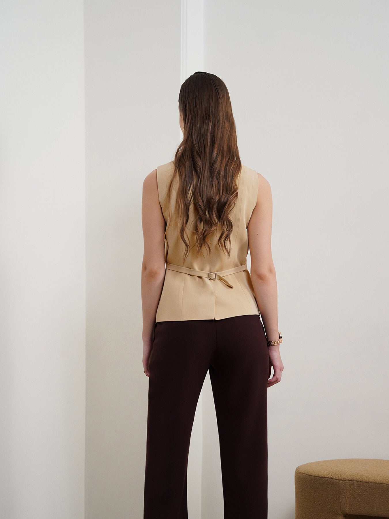 V-Neck Waistcoat - Beige