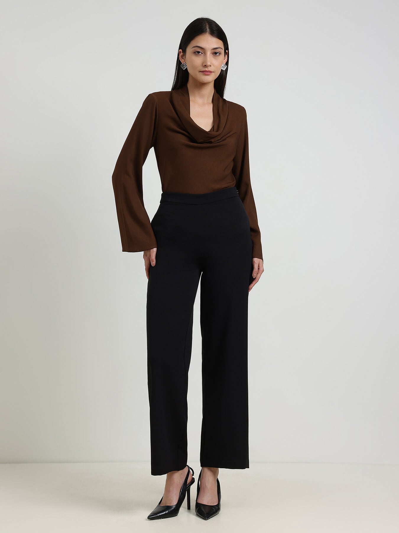 Cowl Neck Top - Brown