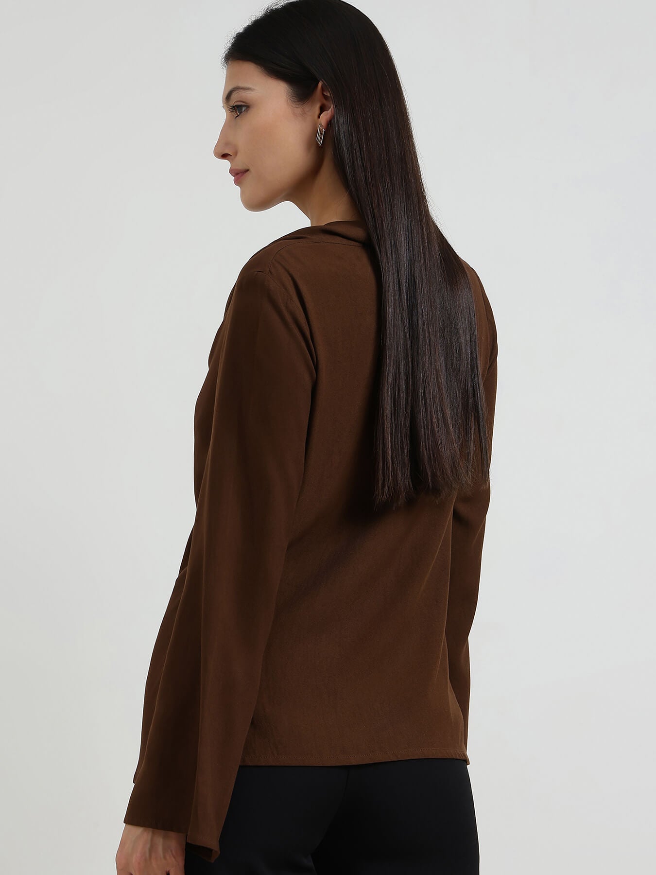 Cowl Neck Top - Brown