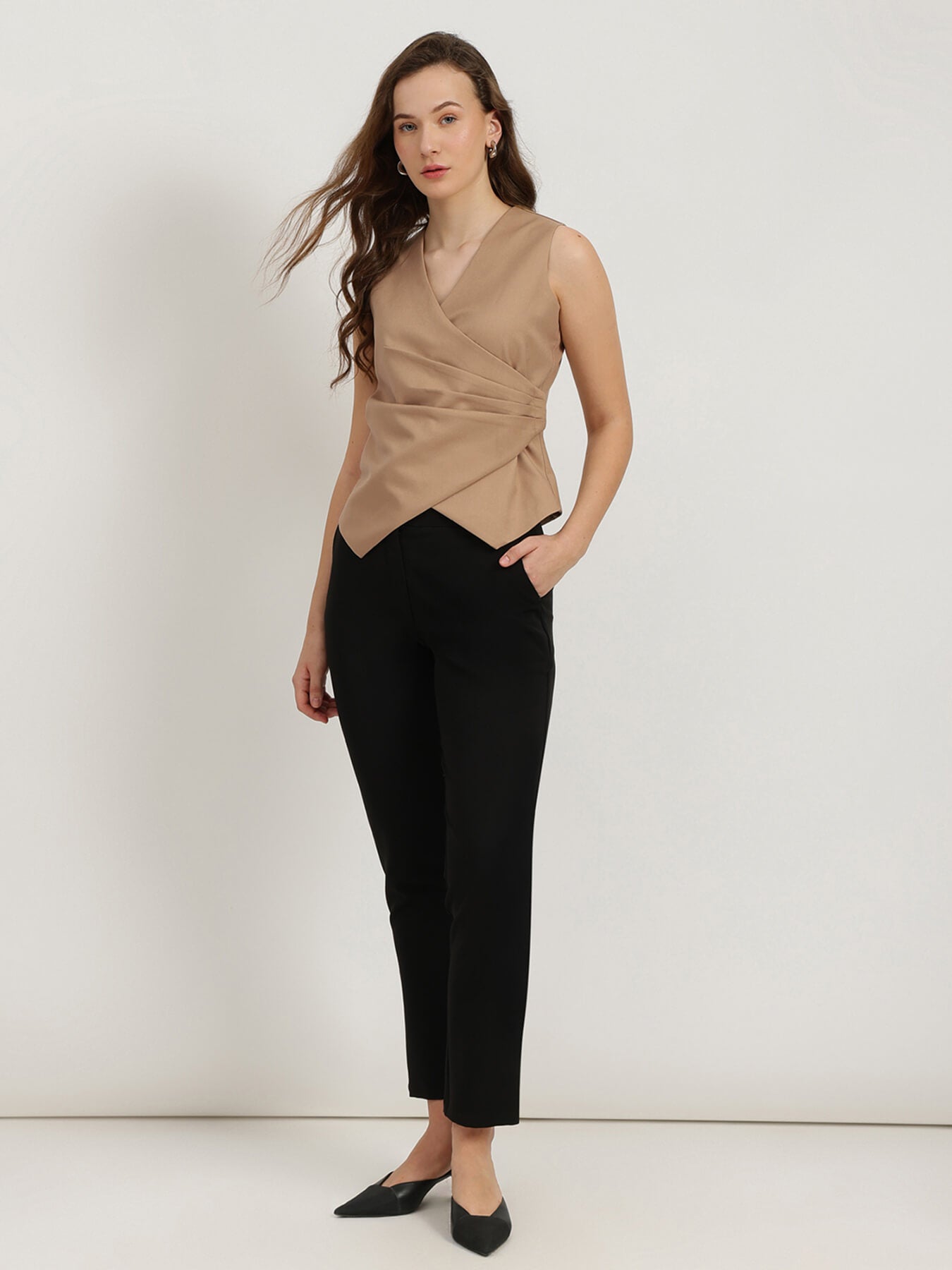 Pleated Waistcoat - Beige