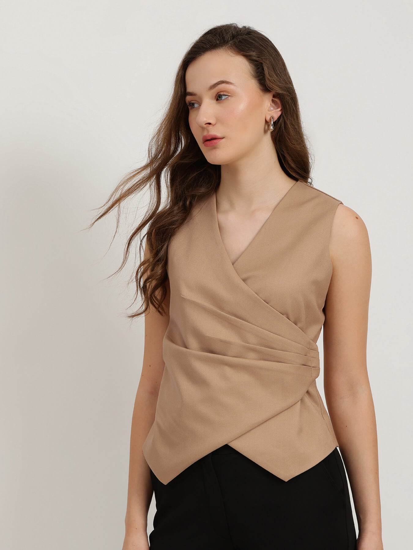 Pleated Waistcoat - Beige