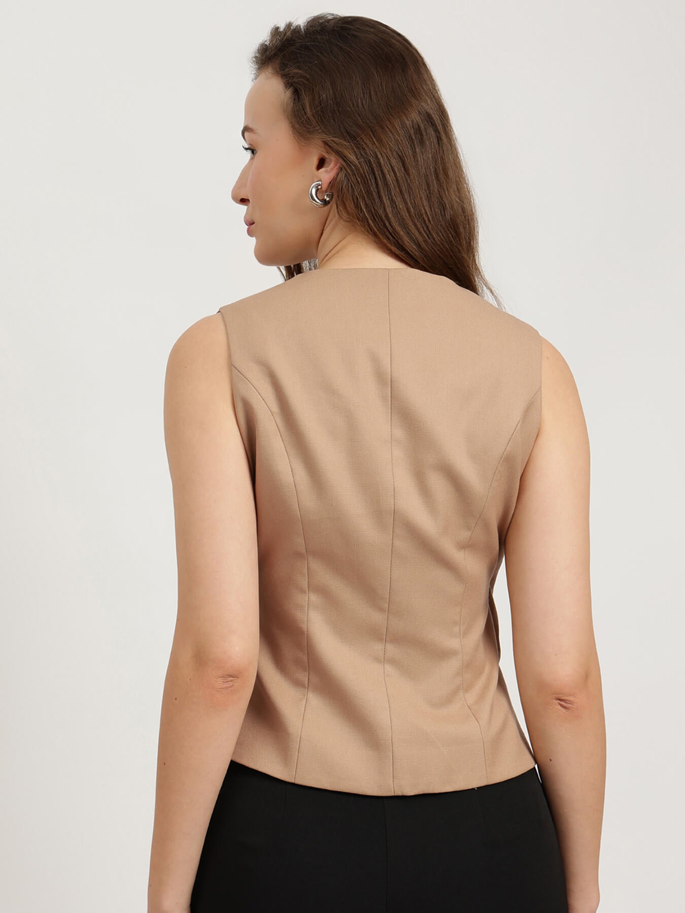 Pleated Waistcoat - Beige