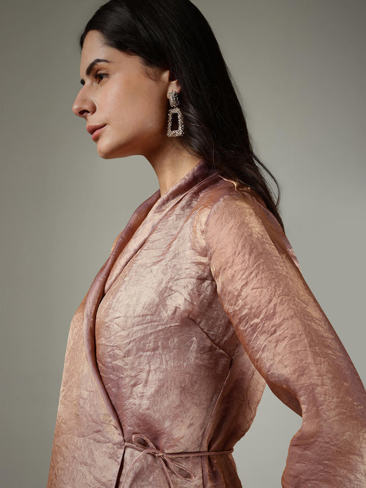 V-Neck Tie-Up Top - Mauve