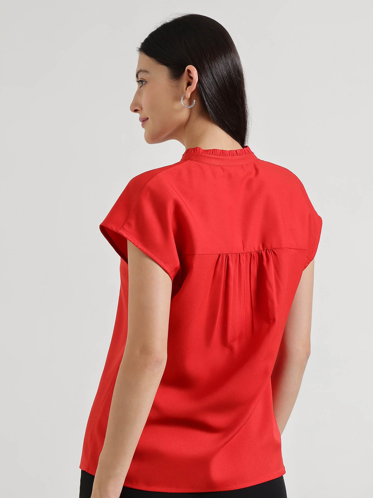 Mandarin Collar Top - Red