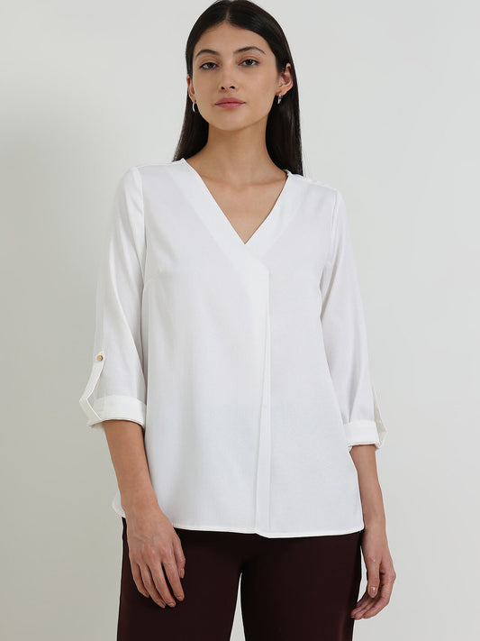 V-Neck Top - White