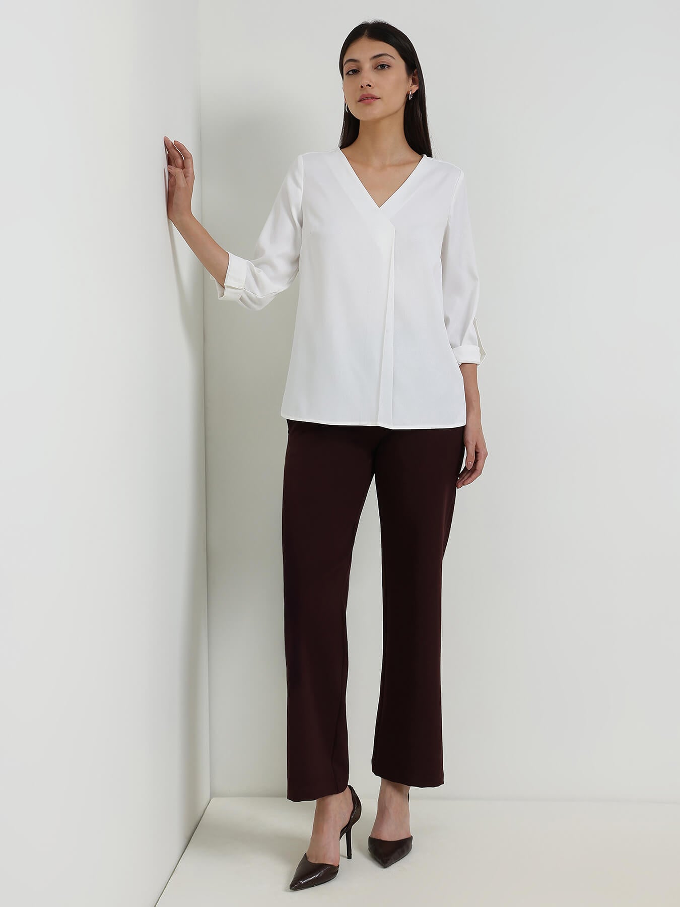 V-Neck Top - White