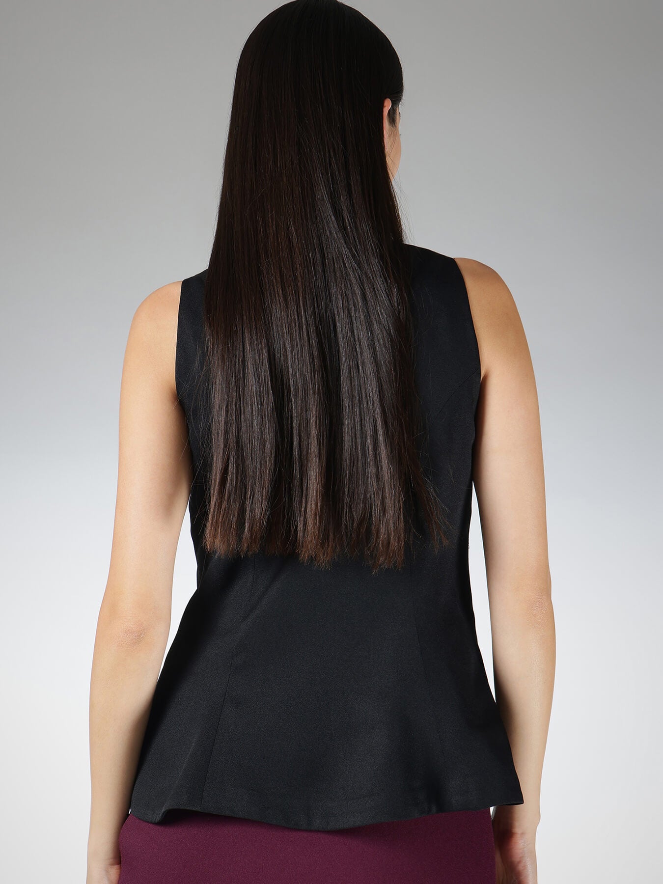 Peplum Style Waistcoat - Black