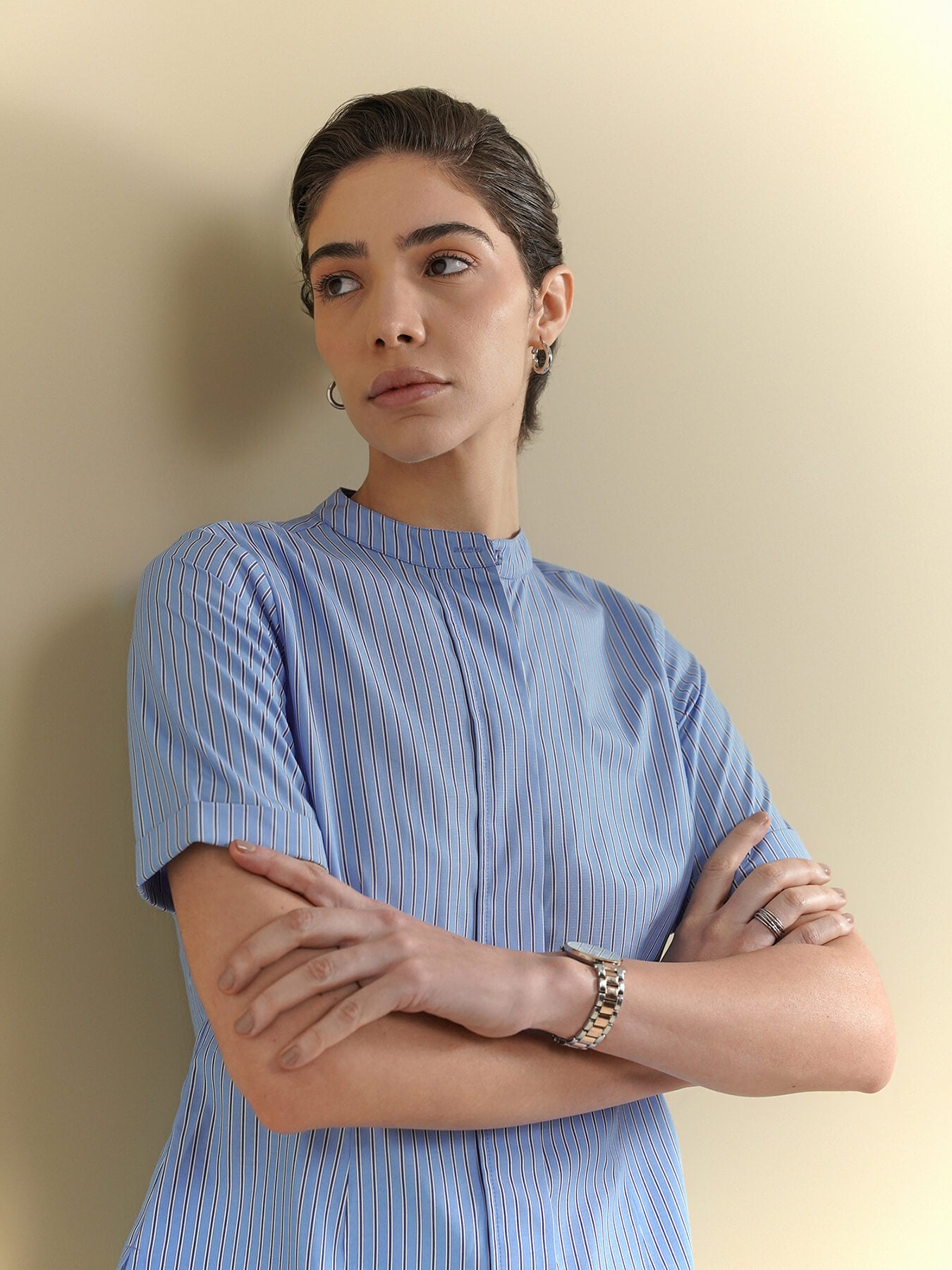 Cotton Striped Top - Blue