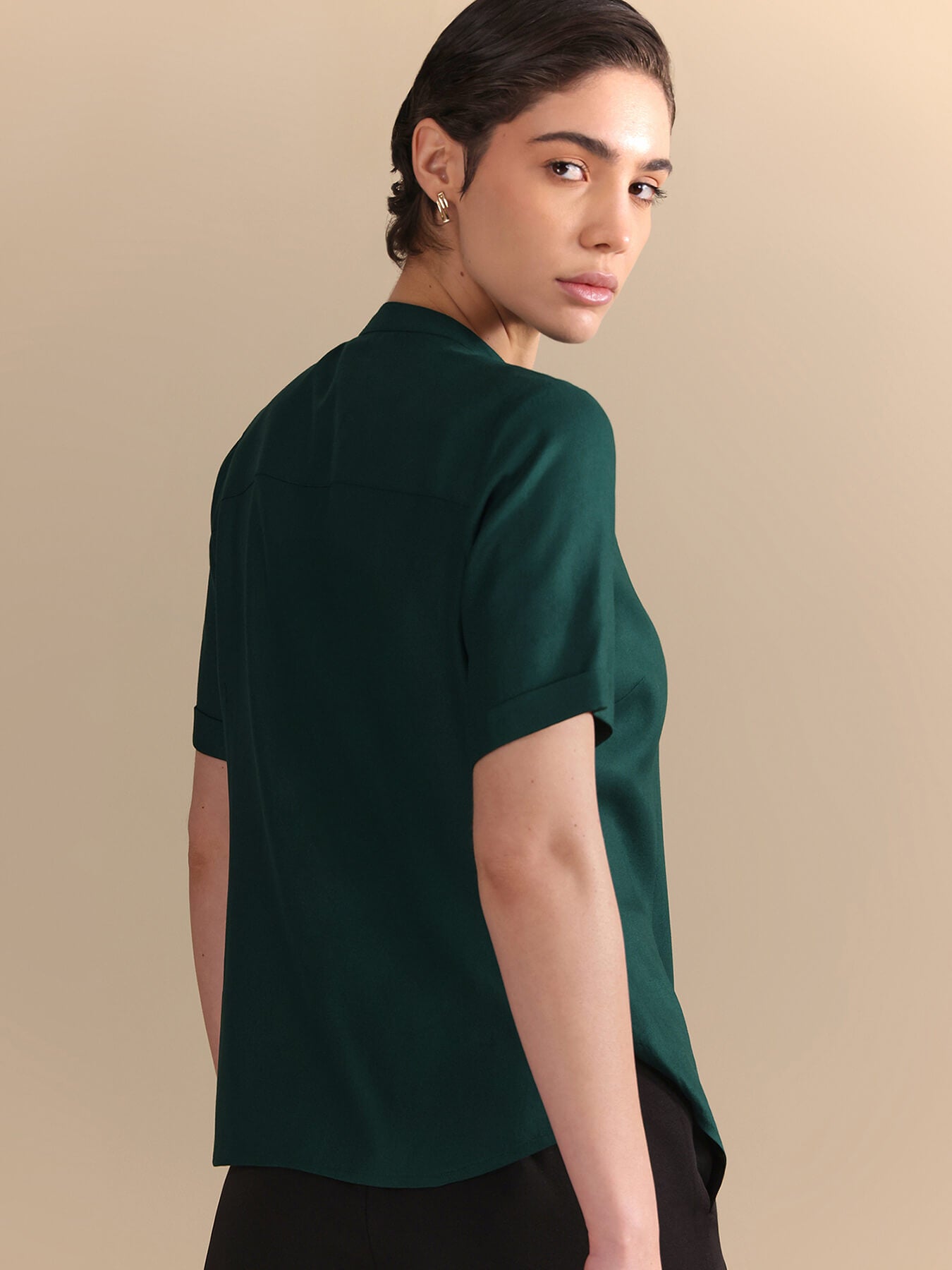 Mandarin Neck Top - Green