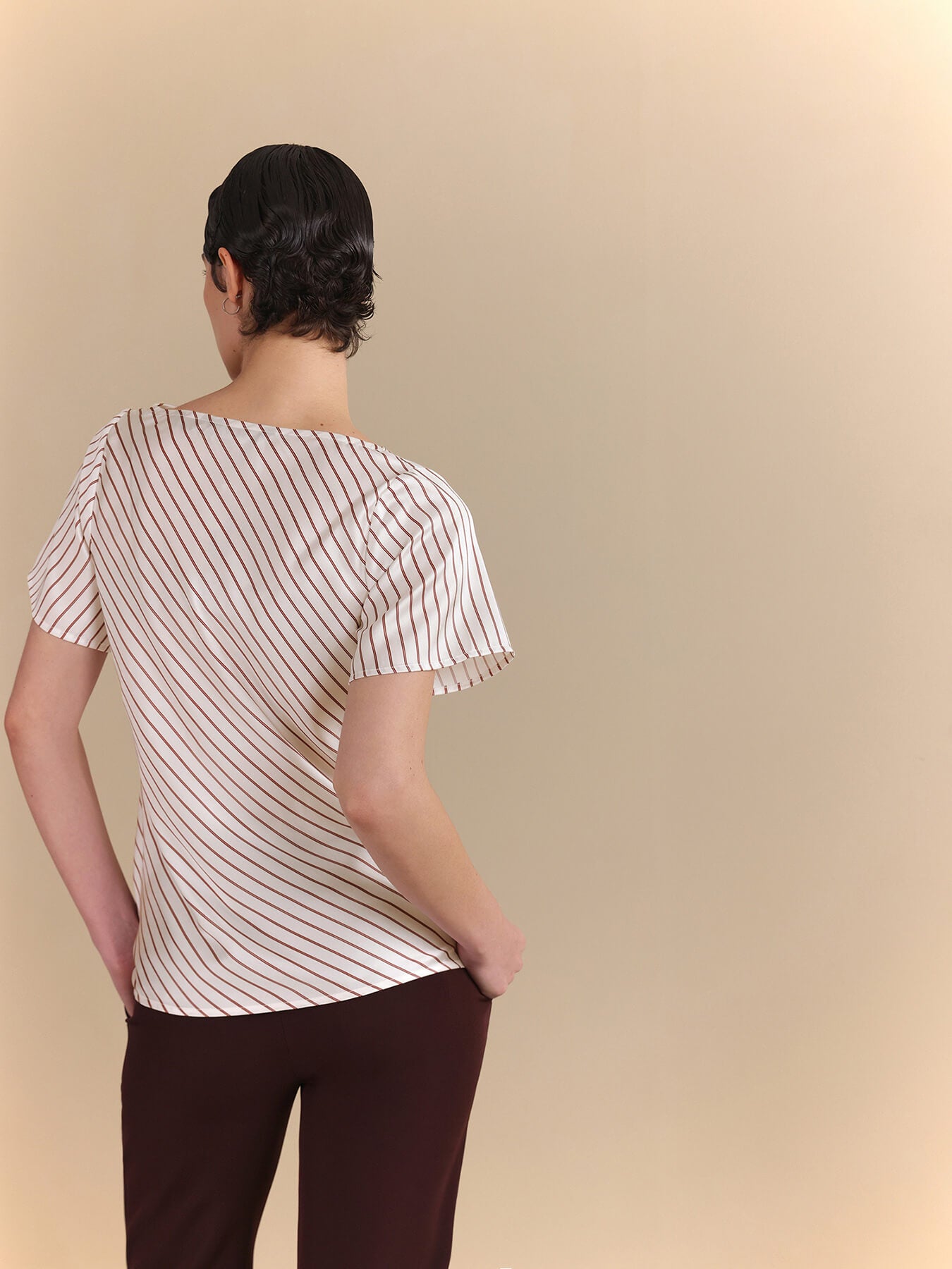 Satin Cowl Neck Top - White