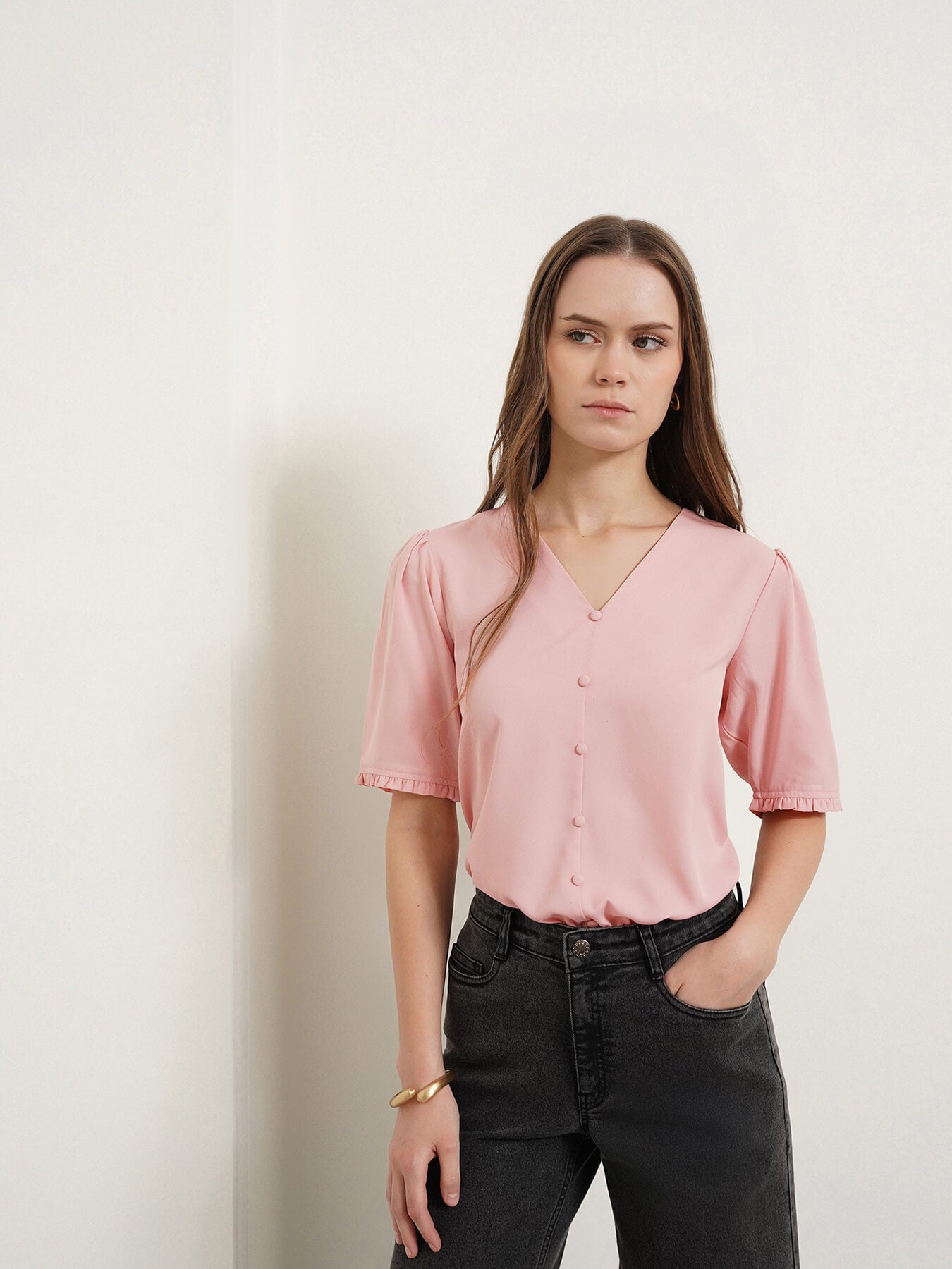 V-Neck Top - Pink
