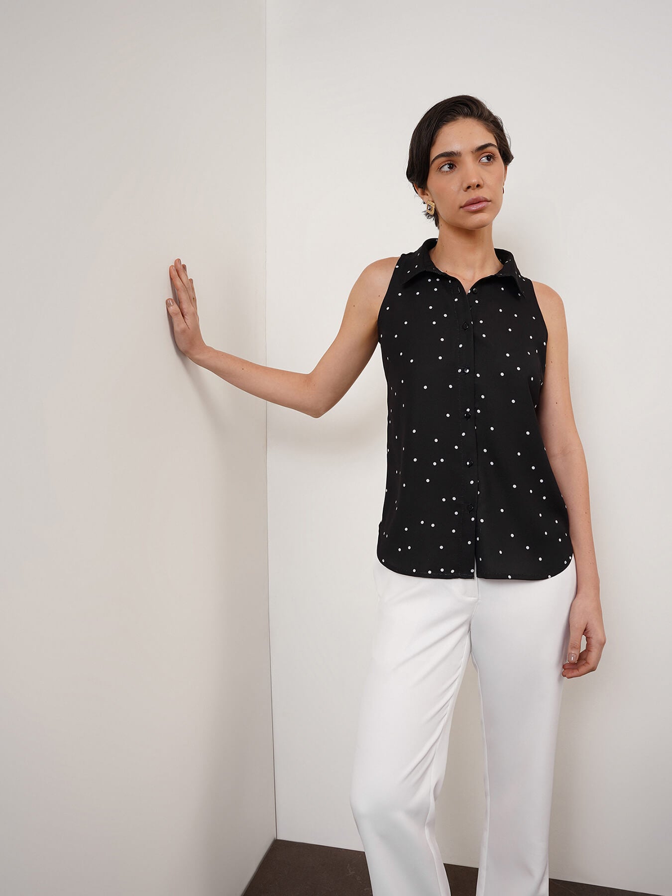 Polka Print Top - Black & White