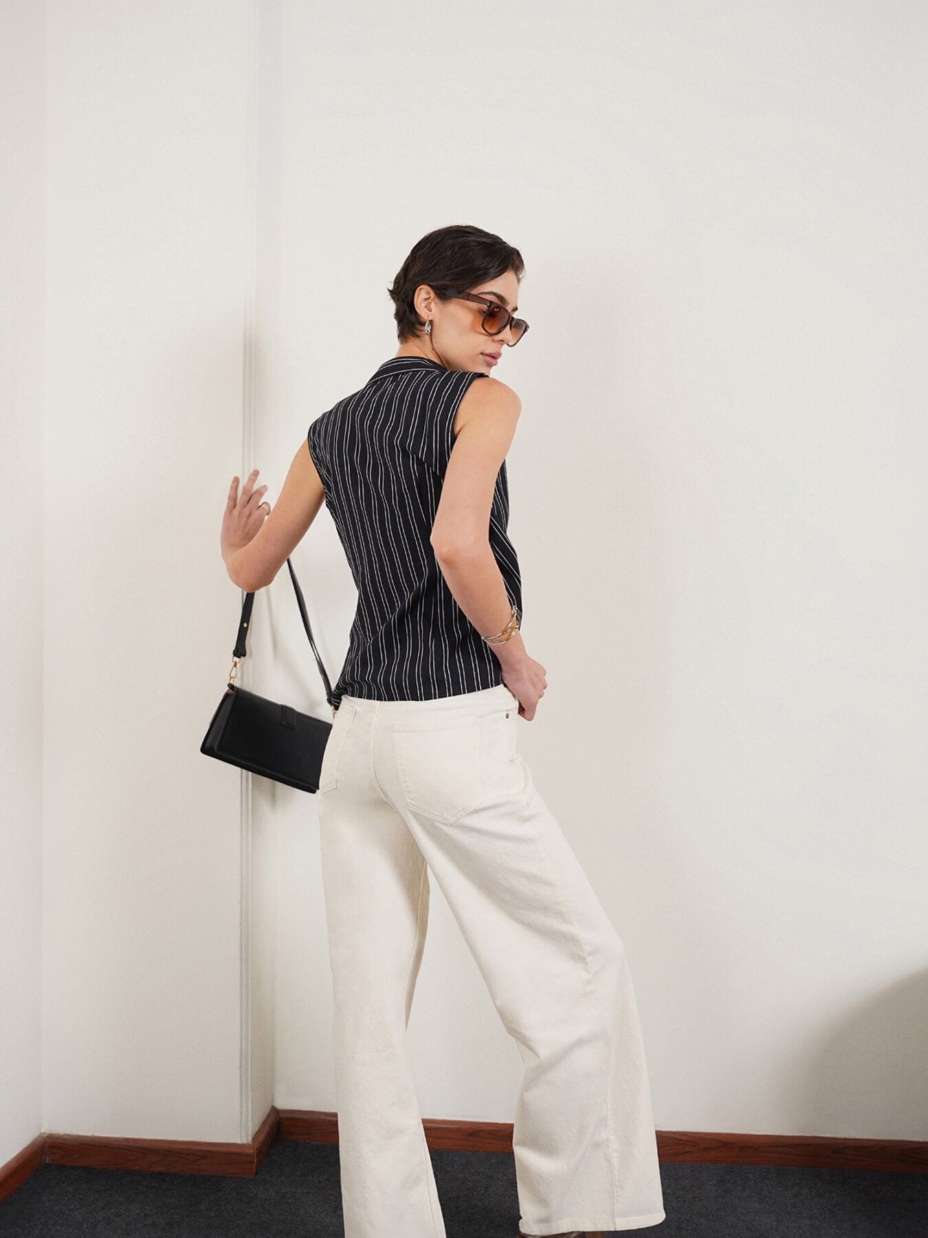 Cotton Wrap Top - Black
