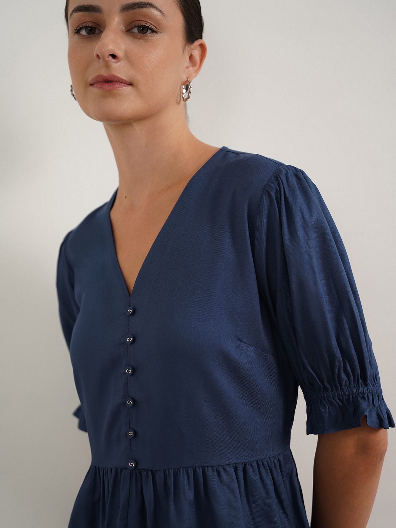 Viscose Peplum Top - Blue