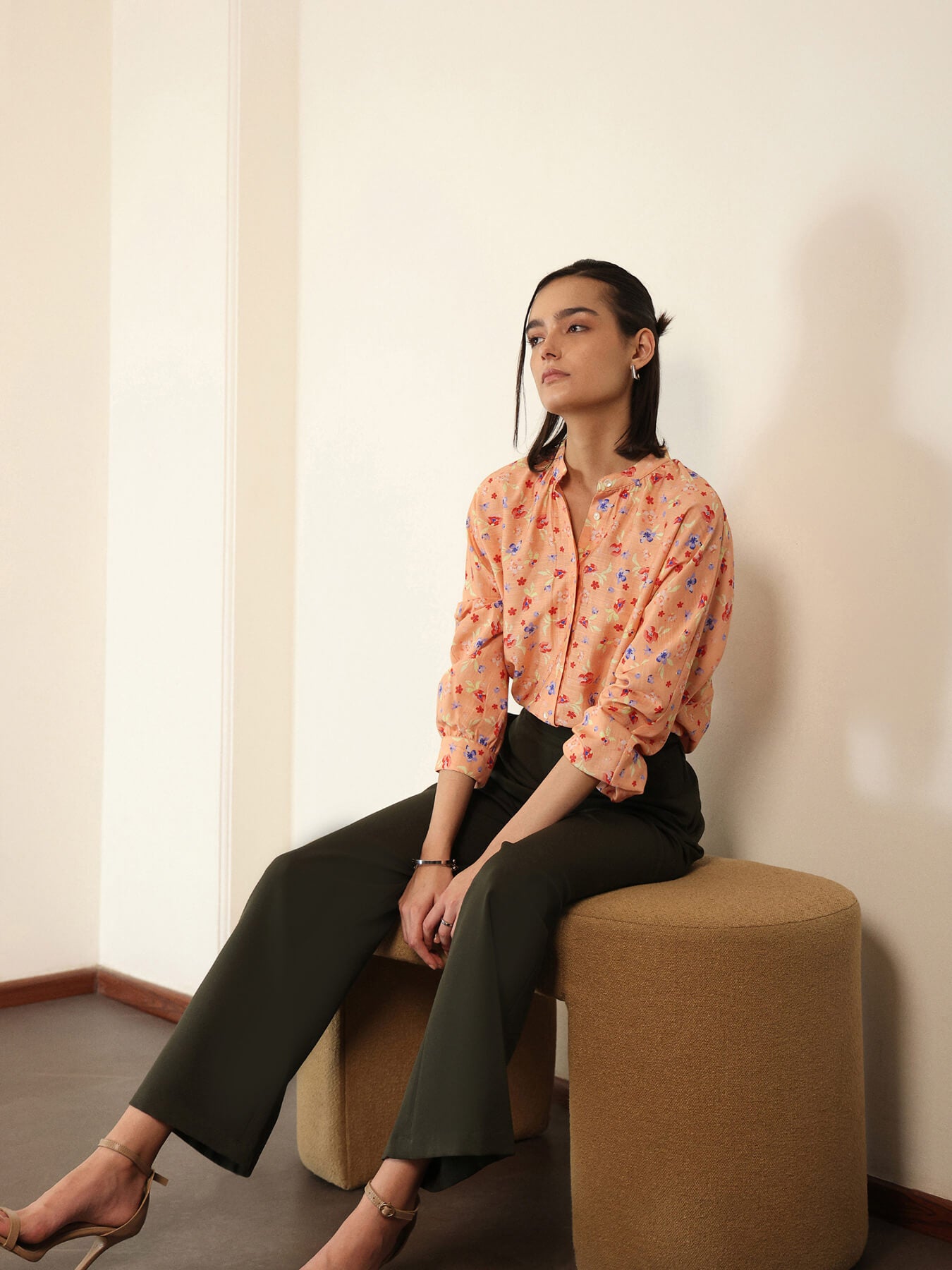 Viscose Floral Top - Peach
