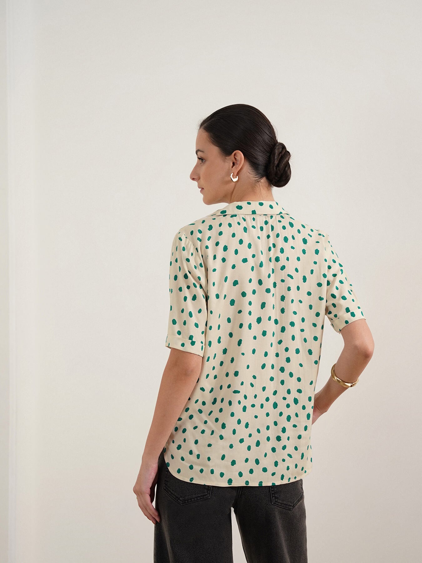 Viscose Polka Dot Top - Off White