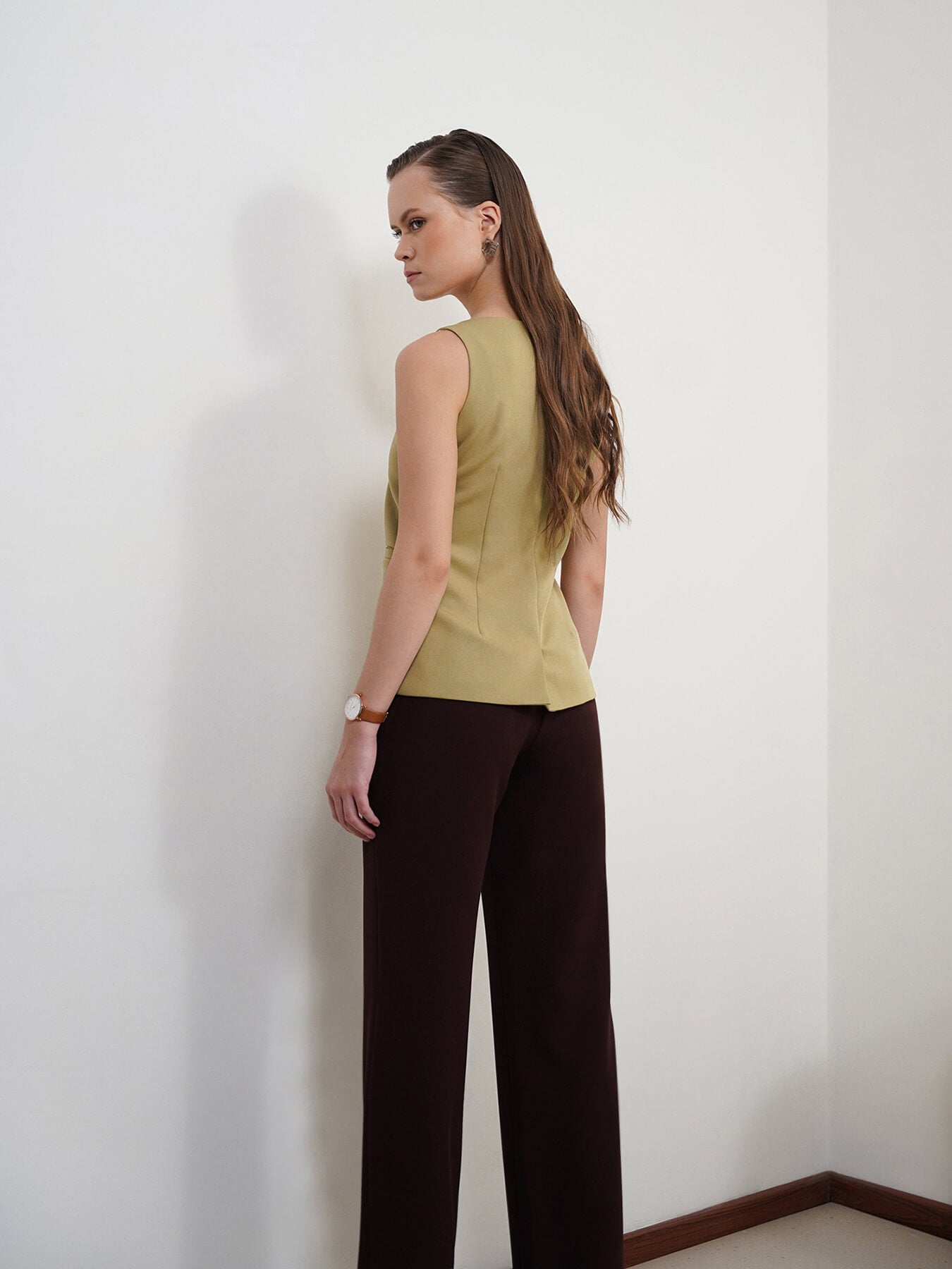 Square Neck Waistcoat - Olive
