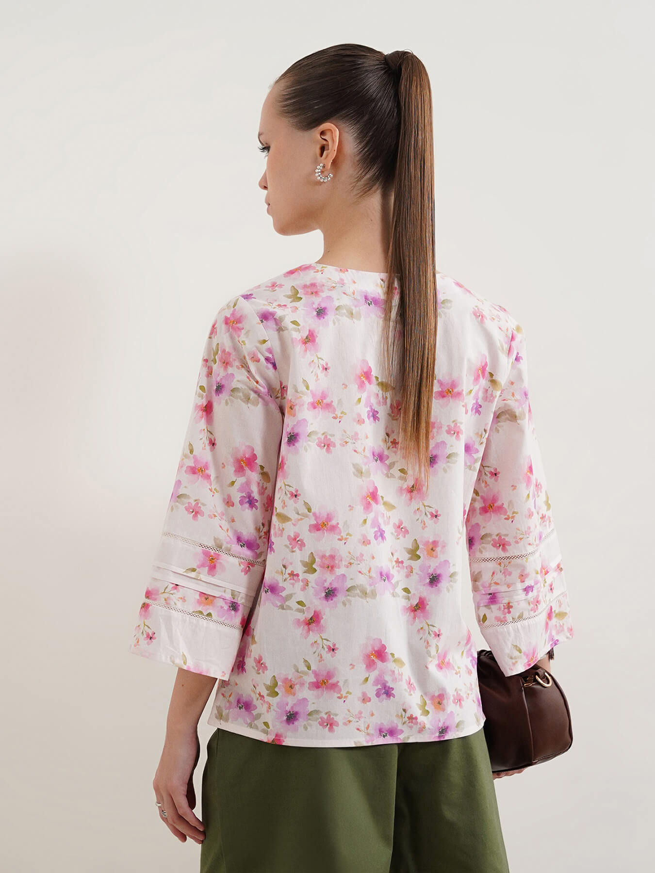 Pure Cotton Floral Top - Pink