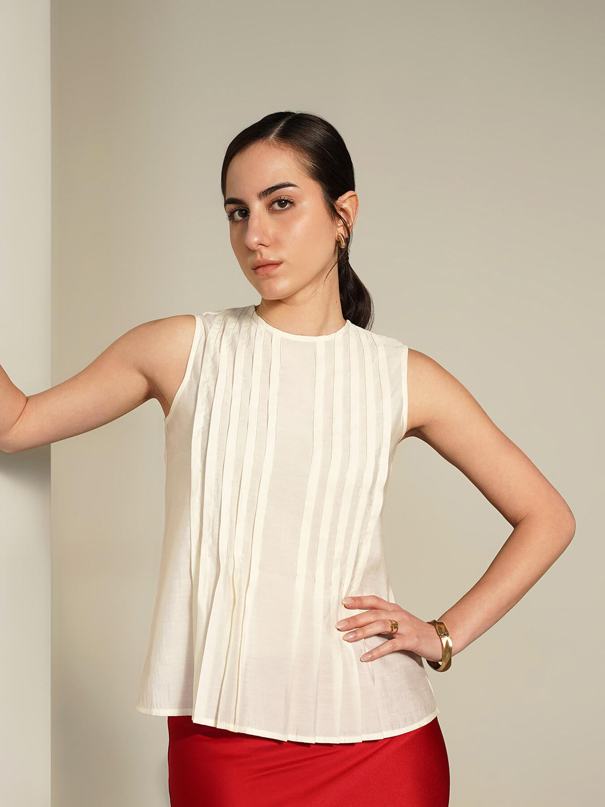 Round Neck Top - Off-White