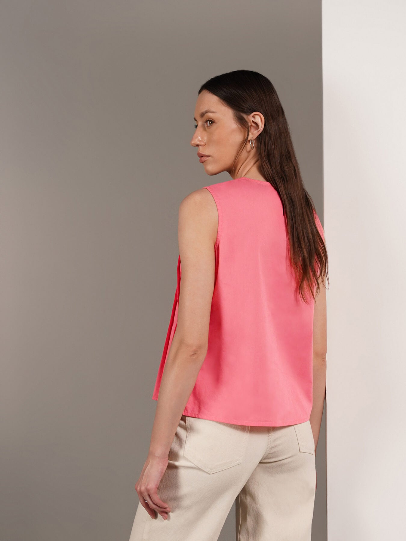 Pure Cotton Pleated Top - Pink